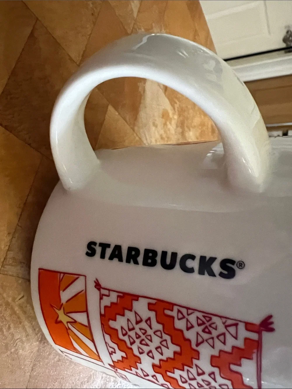 Starbucks Arizona White Orange Red Ceramic Coffee Mug